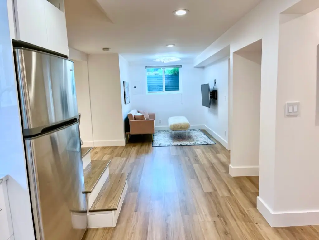 remodeled living area and stairs